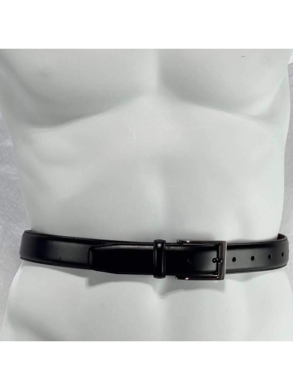 PENGUIN Munsingwear Mens Black Leather Belt Silver-Tone Buckle Size 30